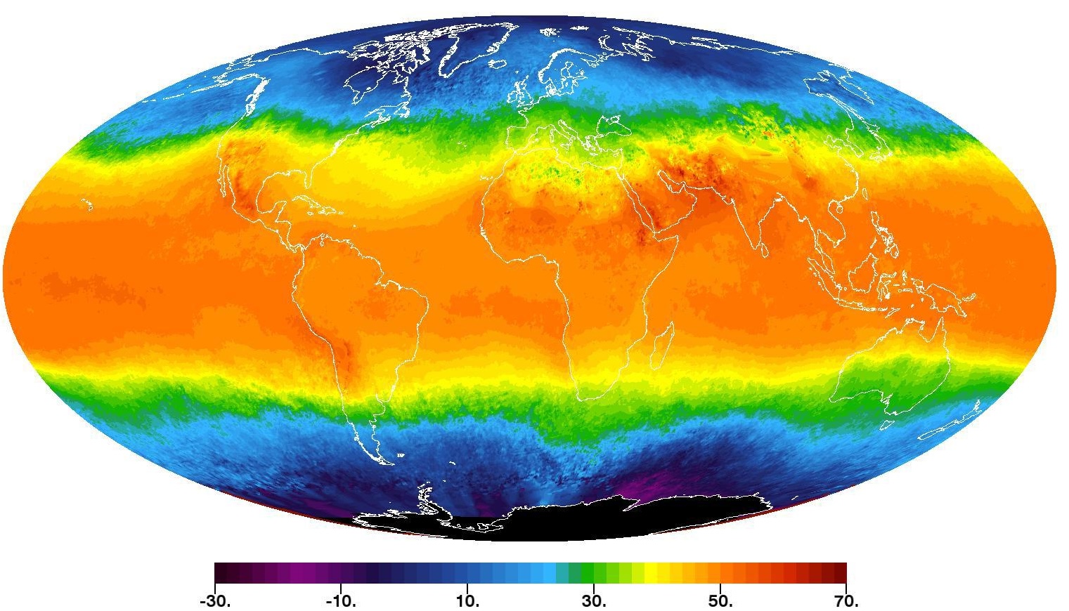 World map of annual temperatures